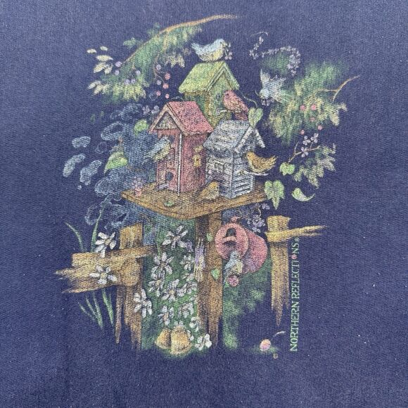 Northern Reflections Sweatshirt Women’s XL Blue Birdhouse Crew Long Sleeve - Picture 4 of 7